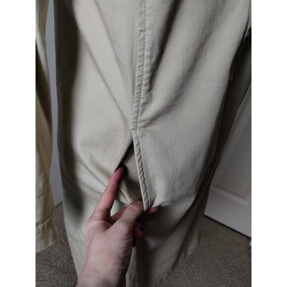 J. Jill Cotton Shirt Dress Khaki live-in-chino Collar Button Roll Tab Utility - Picture 6 of 11